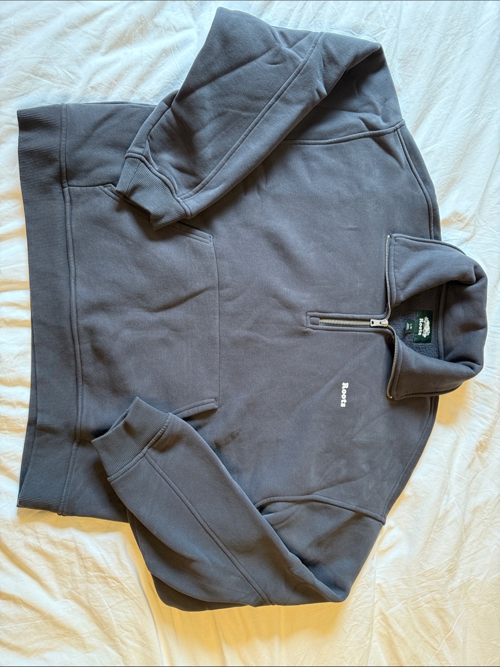 Roots Men’s Cloud Gray Half-Zip Fleece Pullover